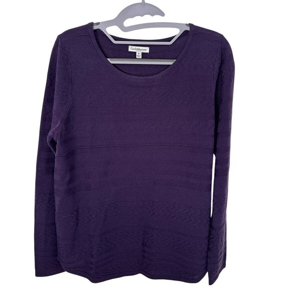 croft & barrow Sweaters - Croft & Barrow Womens Purple Textured Knit Pullover Sweater Crew Neck Size M